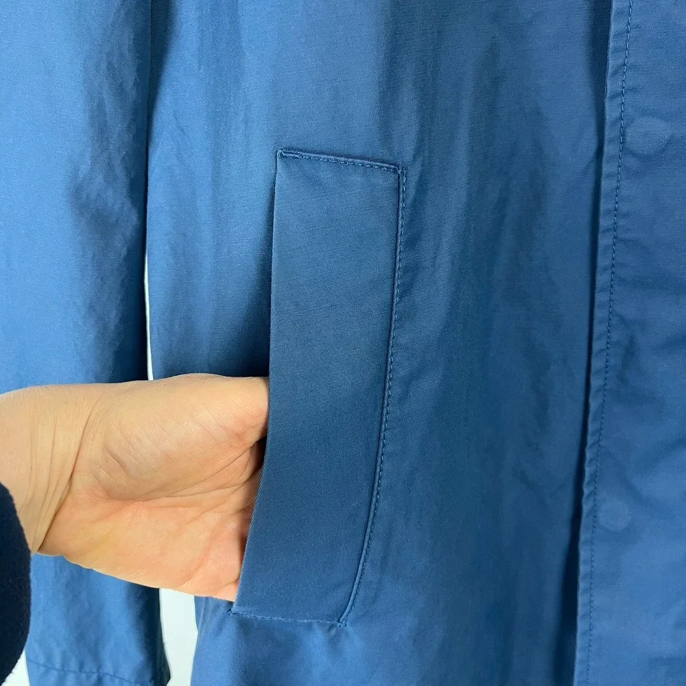 Lauren Ralph Lauren Men Blue Hooded Rain Jacket Trench Coat Sz 42L Long Heritage